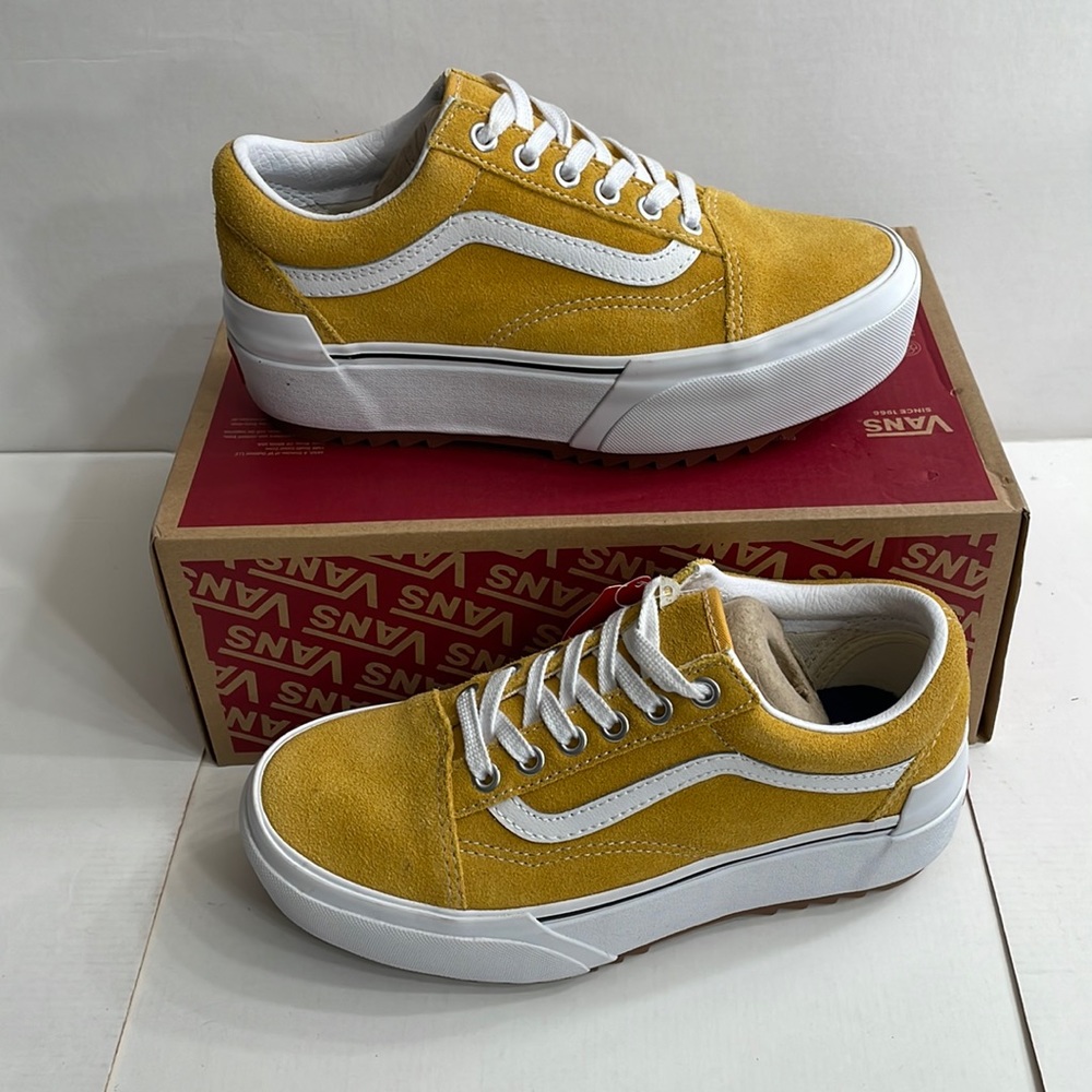Vans Old Skool Stacked platform (Multi lace) golden mustard yellow true white